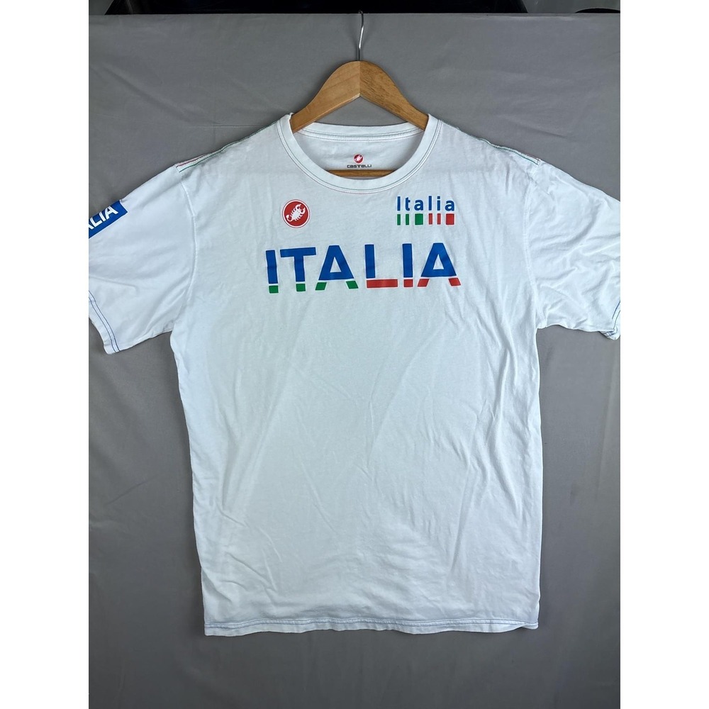 Castelli Italia Cotton T-Shirt Mens Size 3XL White Graphic Crew Neck Italy